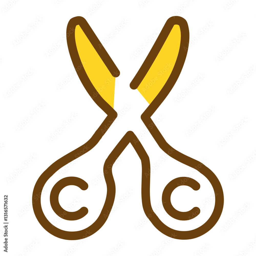 Poster sharp golden scissors symbolize precise cutting and creative editing with a clean, minimalist design