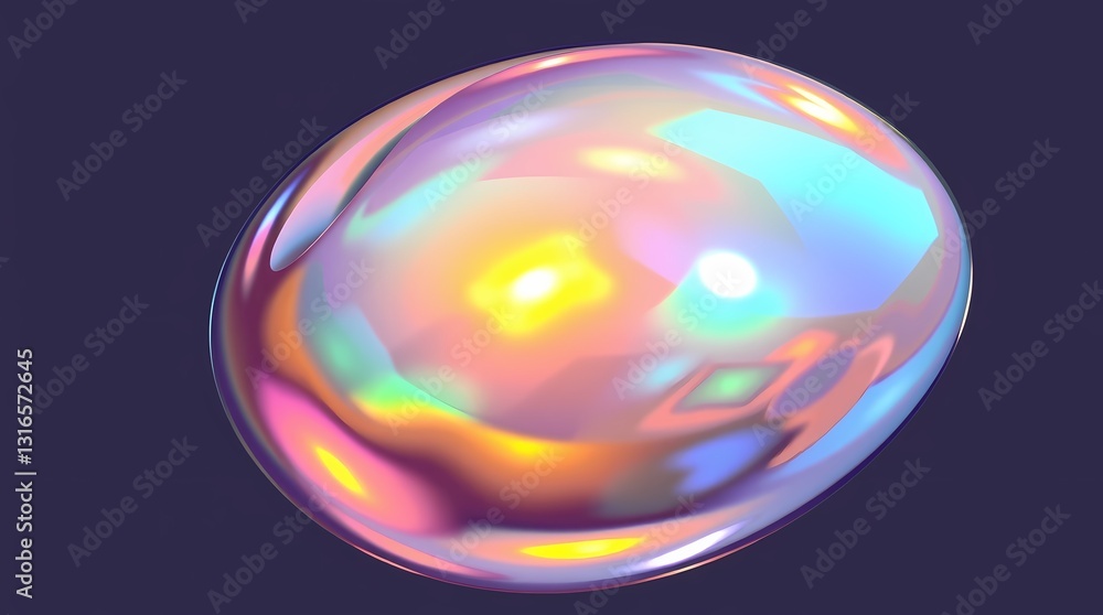 Poster lustrous bubble: a vibrant and iridescent bubble shimmers against a dark backdrop, reflecting multip