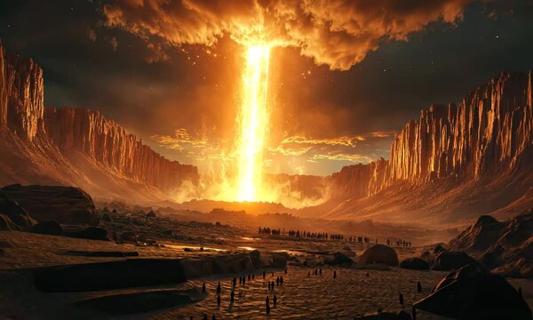Divine Intervention, The Fiery Pillar Blocking Pharaoh&rsquo;s Chariots and Guarding the Israelites in the Desert4