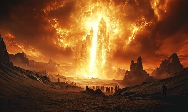 God Protection, A Massive Pillar of Fire Stands Between the Israelites and Pharaohs Soldiers