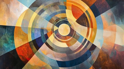 "Abstract Digital Artwork with Concentric Rings and Vibrant Colors &ndash; Radiating Energy in Red, Yellow, Green, and Black Shades"
