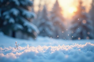 Snowflakes gently falling on a calm winter morning, winter, atmosphere