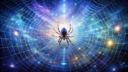 Cosmic Arachnid at the Center of a Celestial Web, a Mystical and Intriguing Vision of Interconnectedness