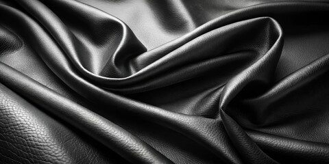 Fototapeta premium Draped Black Leather Texture A Luxurious and Elegant Fabric Background for Design Projects