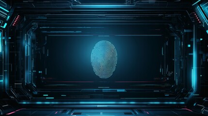 Futuristic Biometric Security System Interface with Fingerprint Scan Display