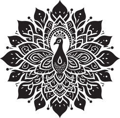 Fototapeta premium Exotic Peacock Mandala Design Elegant Feathered Bird Art