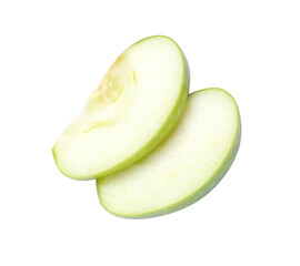 sliced green apple isolated on white