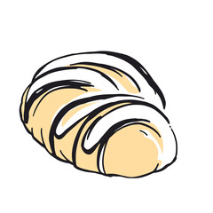 Vsai delicious hand drawn croissant with icing drizzled on top