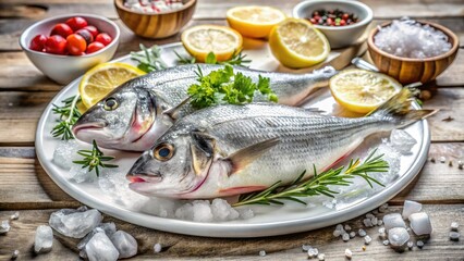 Icy glistening scales, fresh fish glistens, ready for culinary transformation.  A close-up captures pristine seafood.