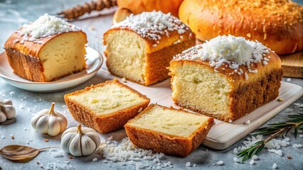Indulge in fluffy coconut cake, rolls, and bread â€“ sweet treats perfected.