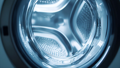 Washing machine with clothes as background, close up