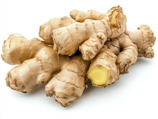 Fresh ginger root pile, a versatile spice for culinary and health use