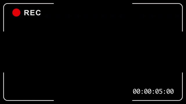Video recording camera screen. Video recording template. Recording with red flashing circle. Frame with video surveillance interface.