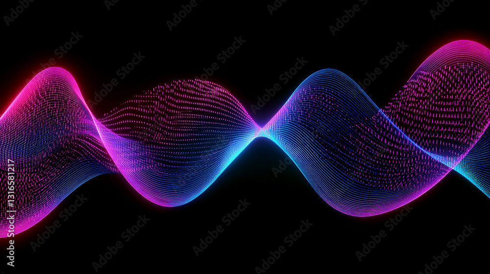 Poster Mesmerizing Neon Waves   Futuristic Abstract Digital Art Featuring Flowing Curves Vibrant Gradients and Pulsating Energy  A Captivating Visual Representation of Technology Innovation