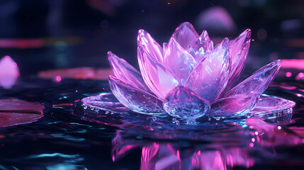 Crystal Lotus surrounded by neon ik