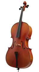 Fototapeta premium Elegant Wooden Cello with Rich Tones and Warm Hues on Transparent Backgrounds.A detailed cello