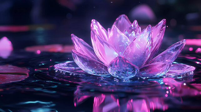 Crystal Lotus surrounded by neon ik