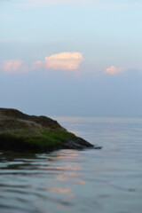 Summer closeup sunset sea sky landscape.