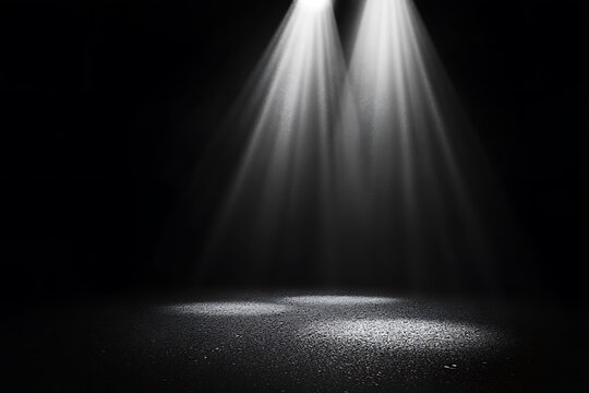 Dramatic Spotlight Stage Background Two Bright Beams on Dark Floor