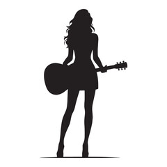 Naklejka premium Sitar Player Musician silhouette, weaving Eastern melodies with precision - Musician illustration - Minimalist Musician vector - Profession silhouette 