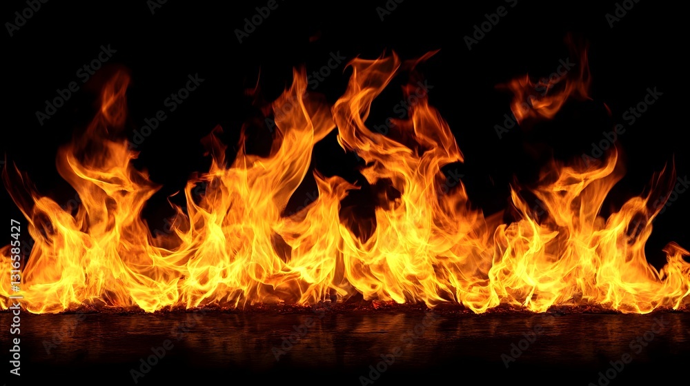 Poster raging flames engulfing the scene with powerful and intense fiery blaze dramatic abstract background