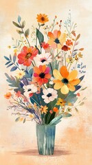 A colorful artistic depiction of a vibrant bouquet of flowers