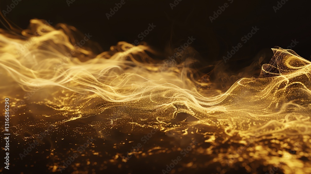 Canvas Prints abstract swirling particles in a golden hue.