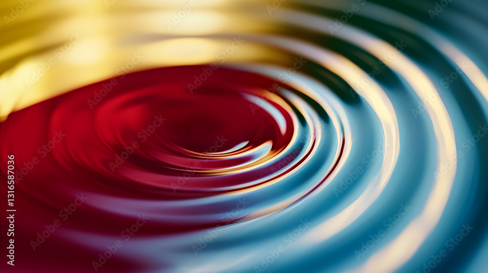 Poster colorful swirling liquid with concentric ripple patterns creates an abstract image