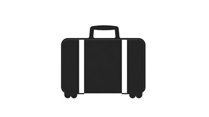 Elegant black suitcase icon with bold handles and clean lines on white background

