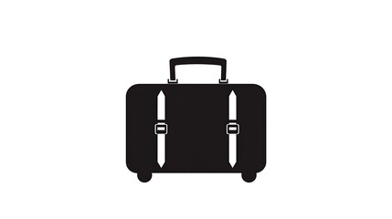 Elegant black suitcase icon with bold handles and clean lines on white background

