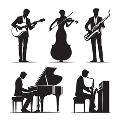 Passionate Musician silhouette, capturing the essence of melody - Musician illustration - Minimalist Musician vector - Profession silhouette
