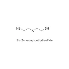 Bis(2-mercaptoethyl) sulfide skeletal structure. Sulfide compound schematic illustration. Simple diagram, chemical formula.