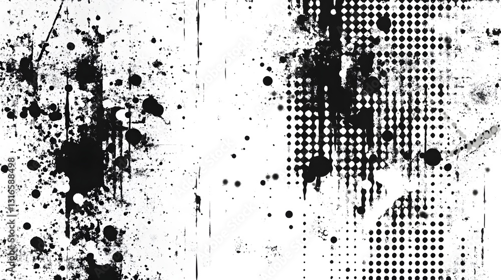 Poster Striking monochrome grunge and splatter abstract digital art background with dynamic energetic and captivating visuals  Versatile design element for various creative projects