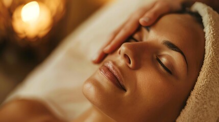 A woman is receiving a facial massage in a spa setting.