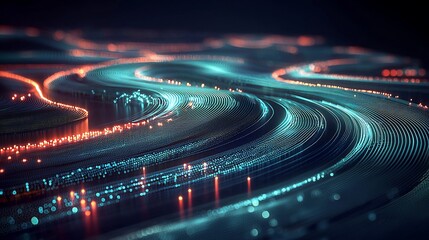 Abstract digital waves of data flow