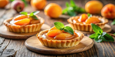 Sun-drenched apricot tartlets: golden crust, exquisite pastry, summer's sweet delight.