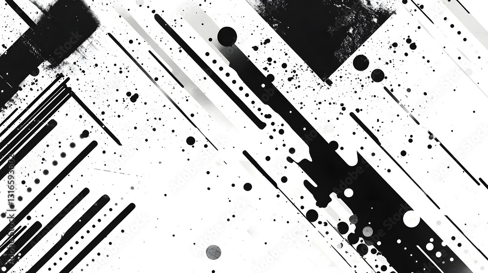 Poster This dramatic monochrome abstract background features bold expressive splashes and drips of black paint against a stark white backdrop  The fluid dynamic composition creates a visually stunning
