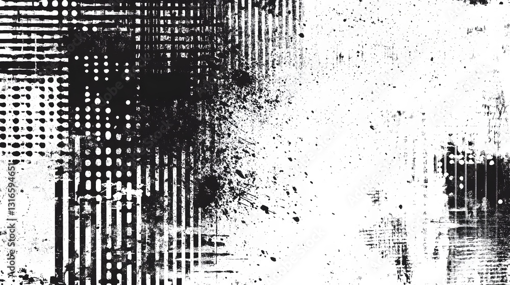 Poster This striking abstract image features a captivating blend of dynamic textures bold geometric patterns and dramatic monochrome contrasts