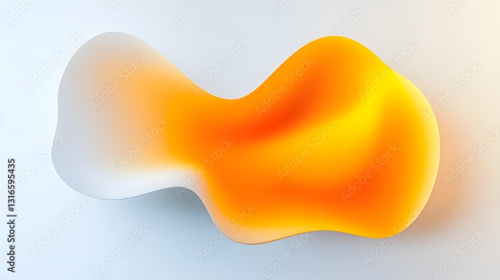 Poster vibrant 3d abstract fluid shapes with dynamic orange and yellow gradient