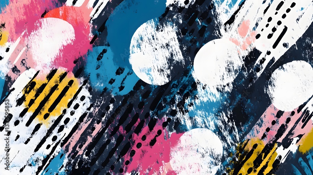 Fototapete Vibrant Abstract Composition with Colorful Overlapping Shapes and Dynamic Fluid Motions  digital artwork with a modern experimental style featuring a bold energetic design of intersecting lines