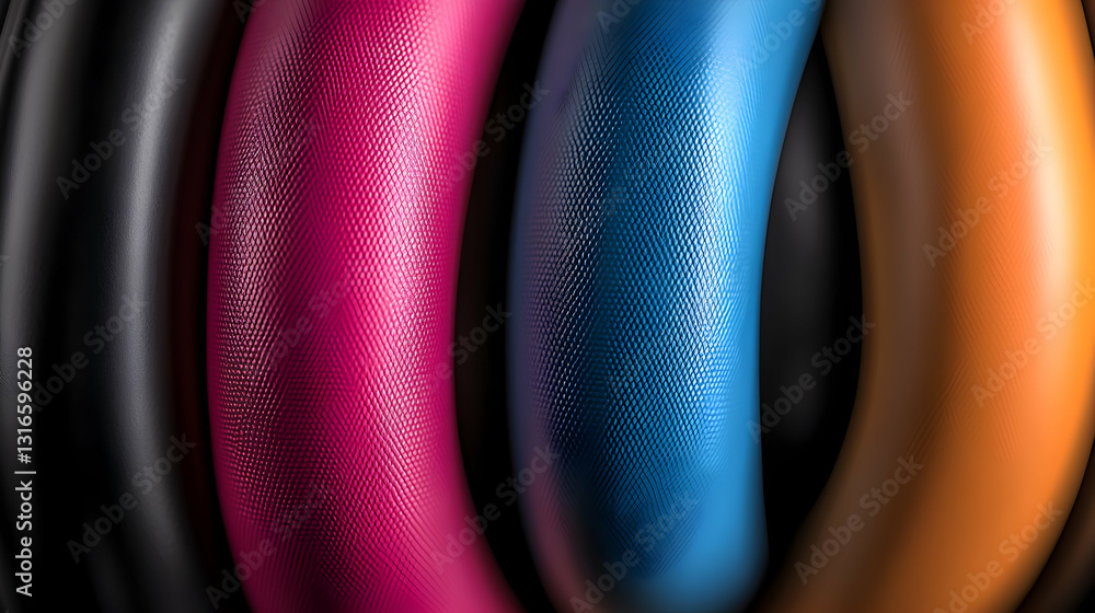 Poster textured colorful curved shapes in artistic smooth overlapping arrangement