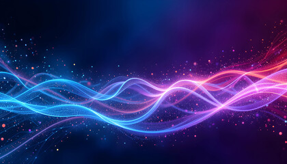 Fototapeta premium Abstract Colorful Wave Lines with Sparkling Particles