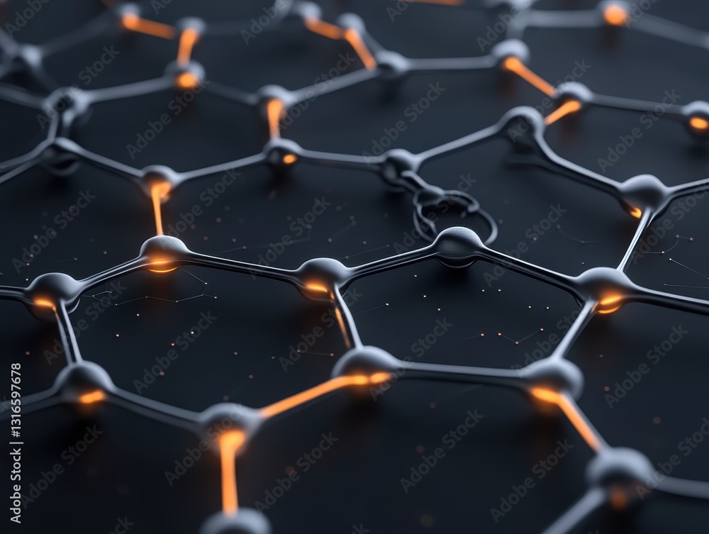 Aufkleber abstract representation of a molecular structure with glowing connections on a dark background