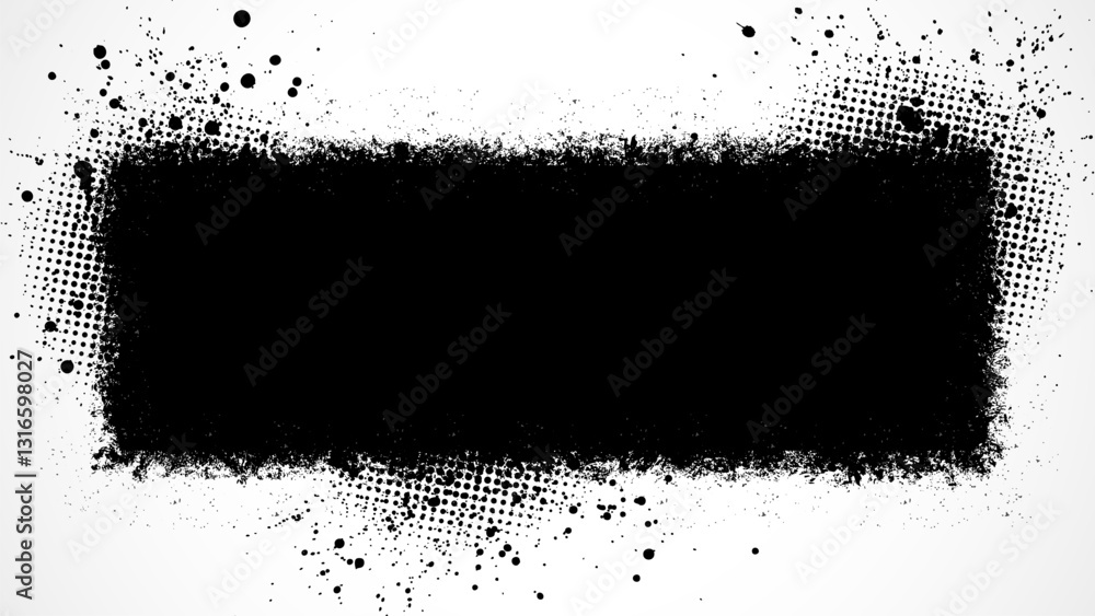 Canvas Prints a grunge-style black stripe in the middle of a white background with halftone dots.