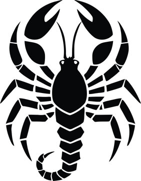 recommend clip art: A black and white logo type scorpion silhouette design