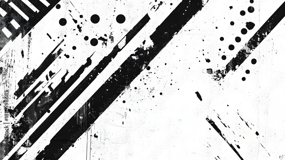 Aufkleber vibrant abstract painting with dynamic monochrome brush strokes and expressive chaotic splatter cont