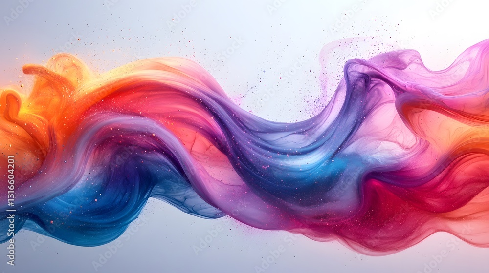 Poster Vibrant Fluid Abstract Motion Swirling Colorful Splash Digital Art Background Composition long title Vibrant dynamic fluid abstract motion with