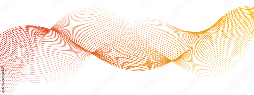 Aufkleber Abstract Flowing lines wave Halftone texture Curve shape on white background. 3D vector wave lines with gradients. Striped ribbons vector background with lines. Curve flow motion lines, Modern design