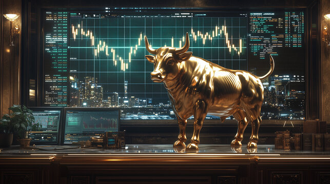 Stock market bull run, bullish trading market trend