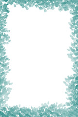 Watercolor spring frame of turquoise leaves on a white background. Ideal for invitations, holiday design, wedding cards, branding, backgrounds, and environmental projects. Copy space. Boho style